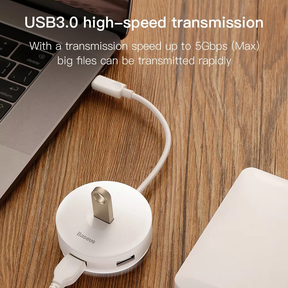 ▽▫HUB Chuyển Đổi Xiaomi Baseus Từ USB 3.0 / Type C Sang USB3.0 + 3 USB2.0 Cho Macbook Pro/Ổ Cứng Máy Tính