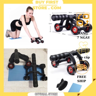 Con lăn tập cơ bụng 4 bánh - Con lăn 4 bánh gập bụng + Tặng kèm thảm tập gym BFS 2021 - Dụng cụ tập gym tại nhà