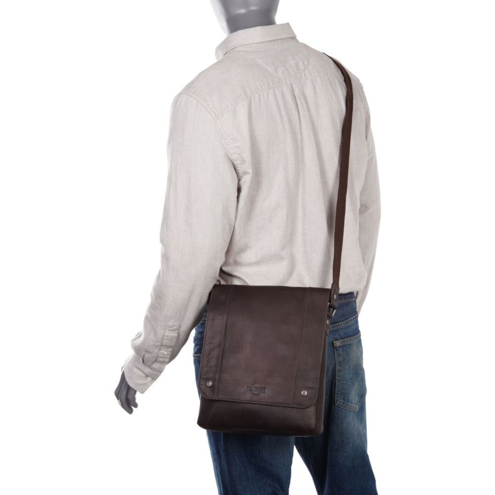 Túi chéo vai bằng da đen Columbia cao cấp Kenneth Cole Reaction Meet Me Half Day Colombian Leather Tablet Day Bag (Mỹ)