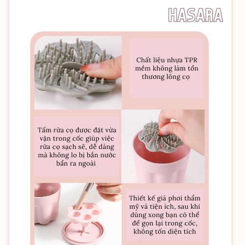 Dụng cụ vệ sinh cọ trang điểm 2 in 1 gồm miếng rửa cọ và giá phơi cọ tiện dụng H002 - Hasara