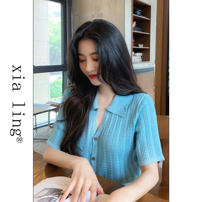 Áo Thun Tay Ngắn Cổ Polo Phối Nút Phong Cách Hong Kong Thời Trang Mùa Hè Hàng Mới Dành Cho Bạn Nữ 2021