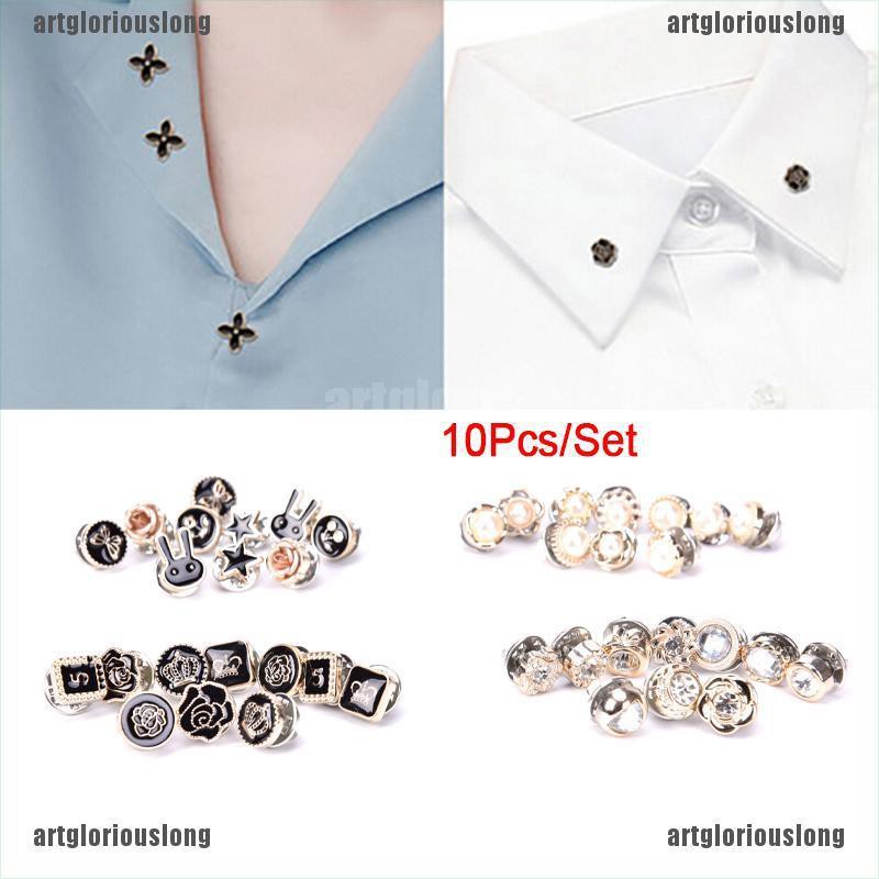 Set 10 Nút Cài Áo Hình Bông Hoa Đính Ngọc Trai Nhân Tạo Thời Trang