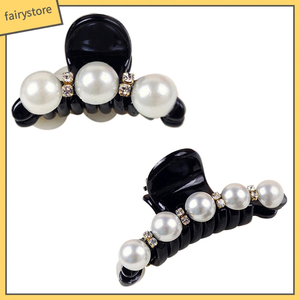Kẹp tóc đính đá và ngọc trai giả thanh lịch dành cho nữ