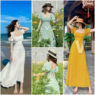 Đầm maxi dài cổ vuông hở lưng siêu hot