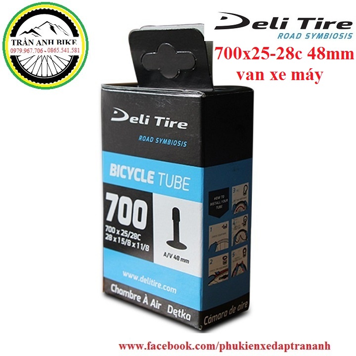 Săm ruột xe đạp dành cho vành 700 x 23c/25c/28c/32c/35c/40c xe đạp đua Deli Tire
