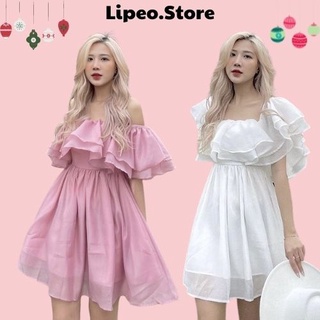 Váy , Đầm trễ vai công chúa voan 2 lớp
