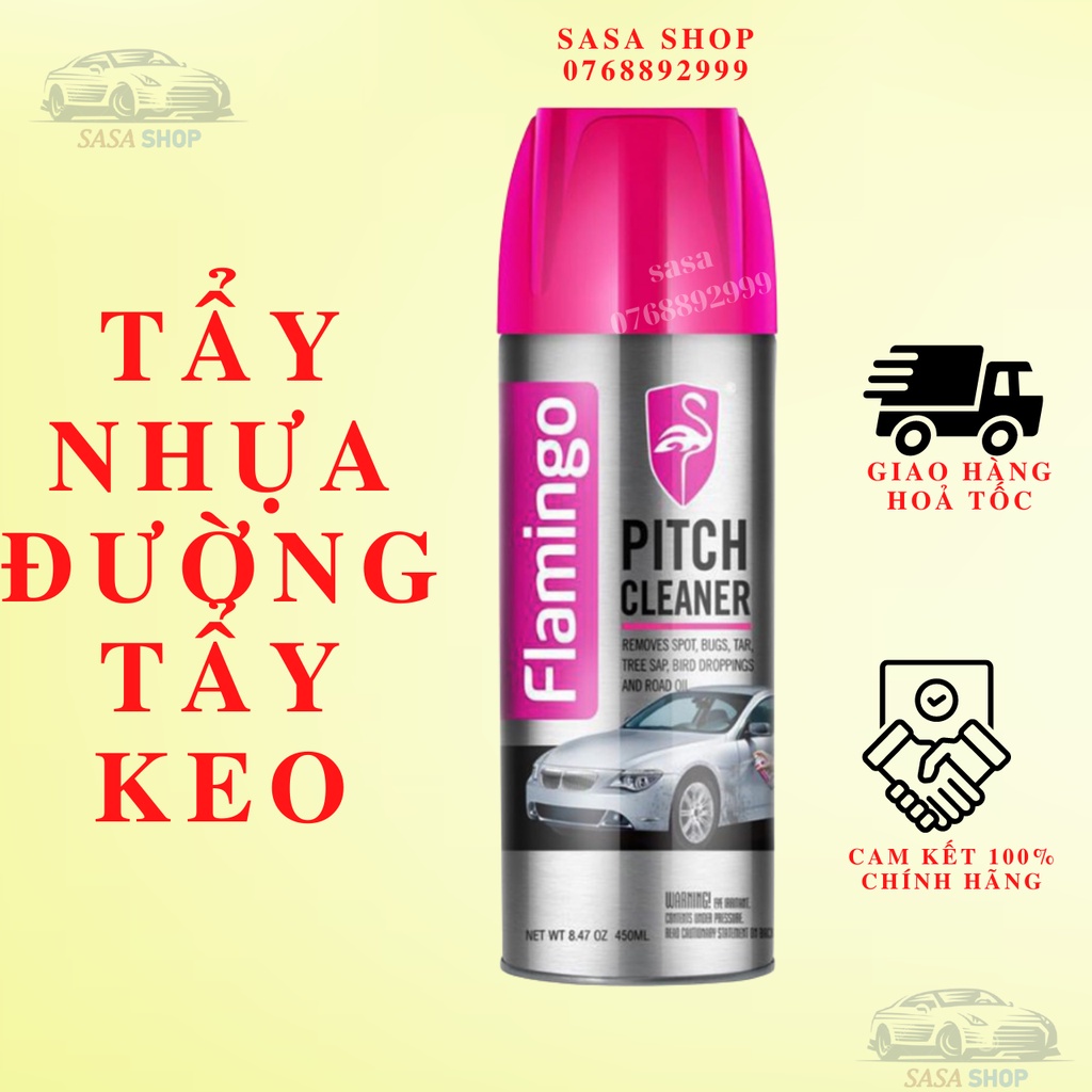 Bình Xịt Tẩy Nhựa Đường Flamingo F012 450ml - Sáng Bóng Như Mới - Hãng Phân Phối Chính Thức