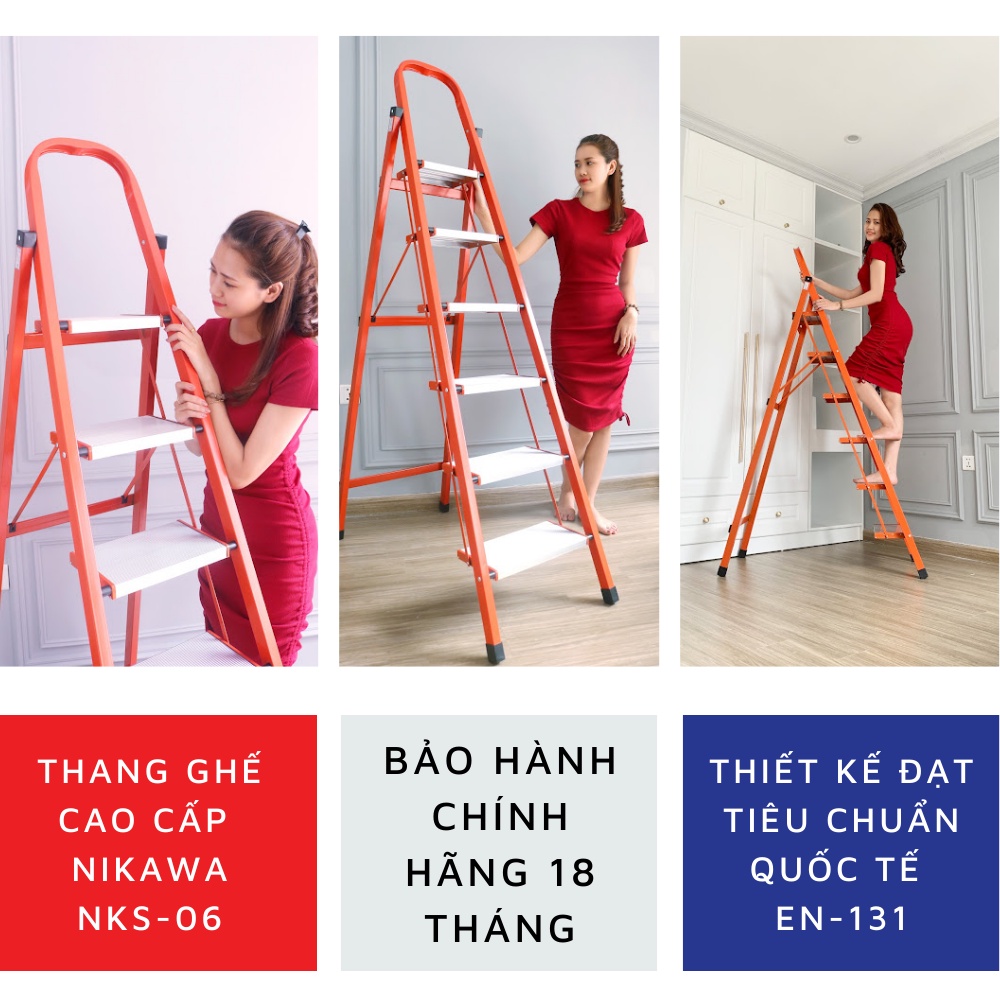 Thang nhôm ghế chữ a Nikawa NKS (chiều cao sử dụng 0,95 - 1,4m) nhập khẩu Nhật bảo hành chính hãng 18 tháng