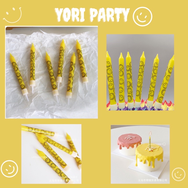 Bộ Nến Mặt Cười 6 Cây Trang Trí Bánh Kem - Yori Party