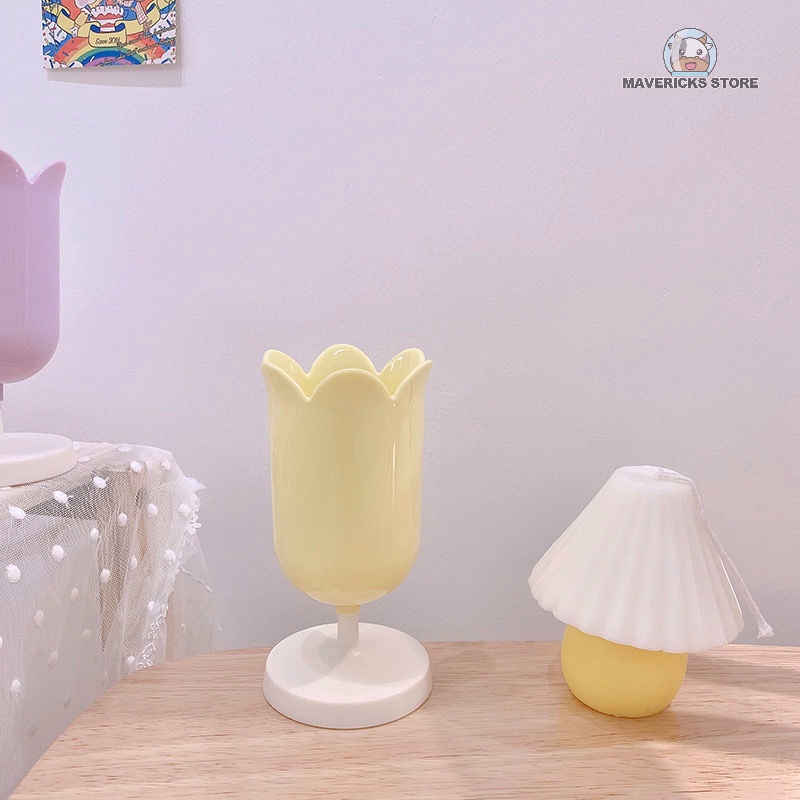 Ống đựng bút để bàn hình hoa tulip màu sắc ngọt ngào dễ thương phong cách Hàn Quốc