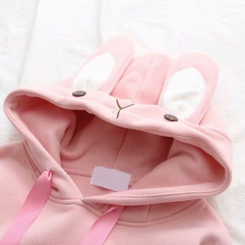 Áo hoodie tay dài có nón hình tai thỏ dễ thương dành cho nữ | WebRaoVat - webraovat.net.vn