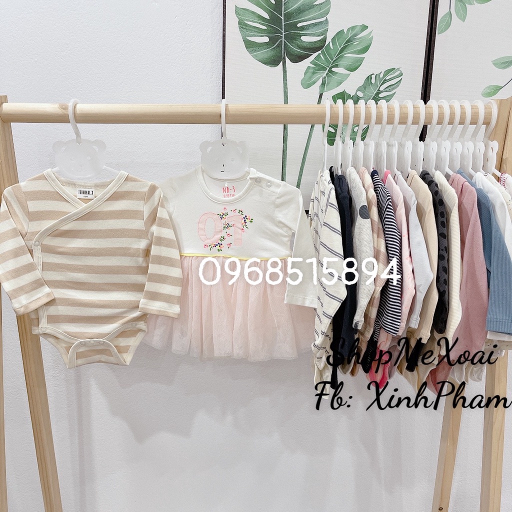 Body chip dài tay Terminal X size 0-3M vải 100% cotton xuất dư cao cấp