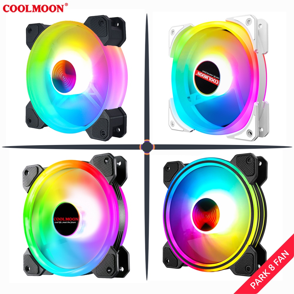 [ BỘ 8 FAN ] Quạt Tản Nhiệt, Fan Led ARGB Coolmoon + Bộ Hub Coolmoon và điều khiển - Tặng kèm ốc vít