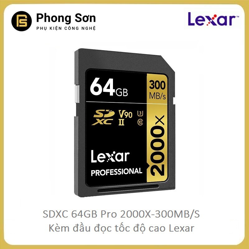 Thẻ Nhớ SDXC 64GB Pro 2000x 300mb/S Lexar, kèm đầu đọc Tốc độ cao ( Dành Cho Máy Ảnh Chuyên Nghiệp ) | BigBuy360 - bigbuy360.vn