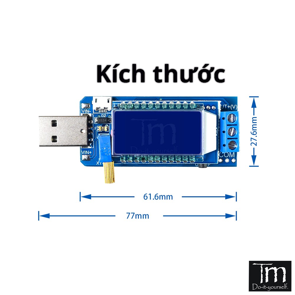 USB Cấp Nguồn Tăng Hạ Áp 1.2-24V Vào 5V2A Hiển Thị LCD