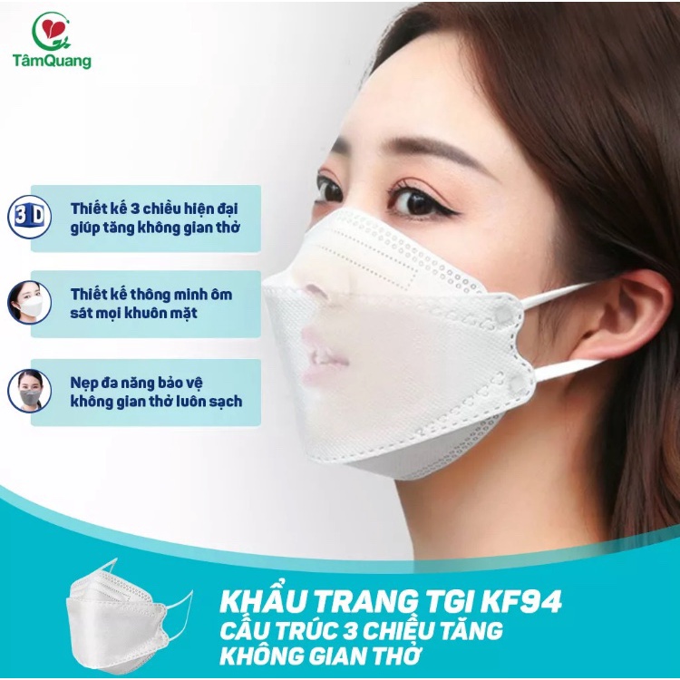 Khẩu trang KF94 y tế khẩu trang 4d cao cấp TGi túi 10 cái