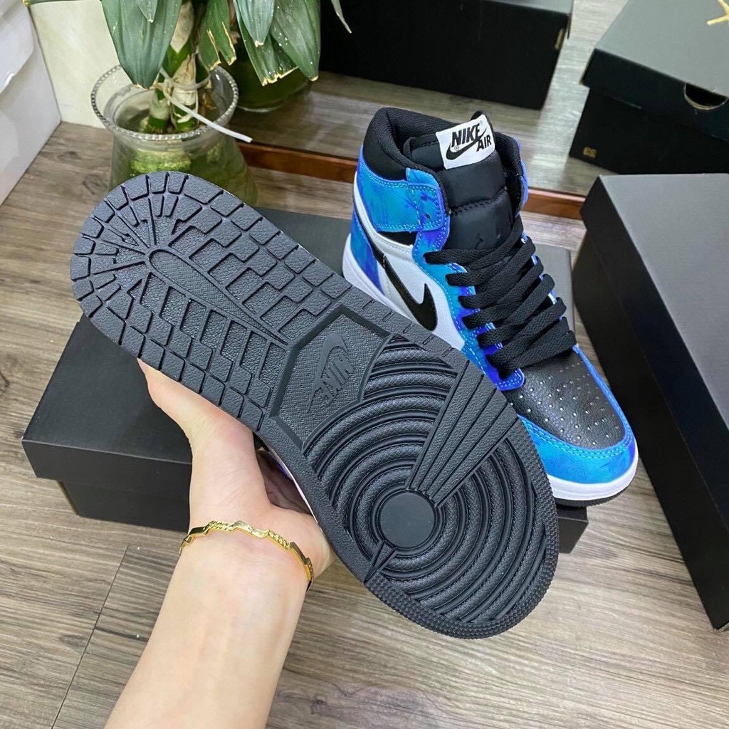Giày Jordan Cổ Cao Xanh Loang Đậm, Giày Thể Thao JD1 Tie Dye Xanh Nước Biển Hàng Đẹp Đủ Size Nam Nữ