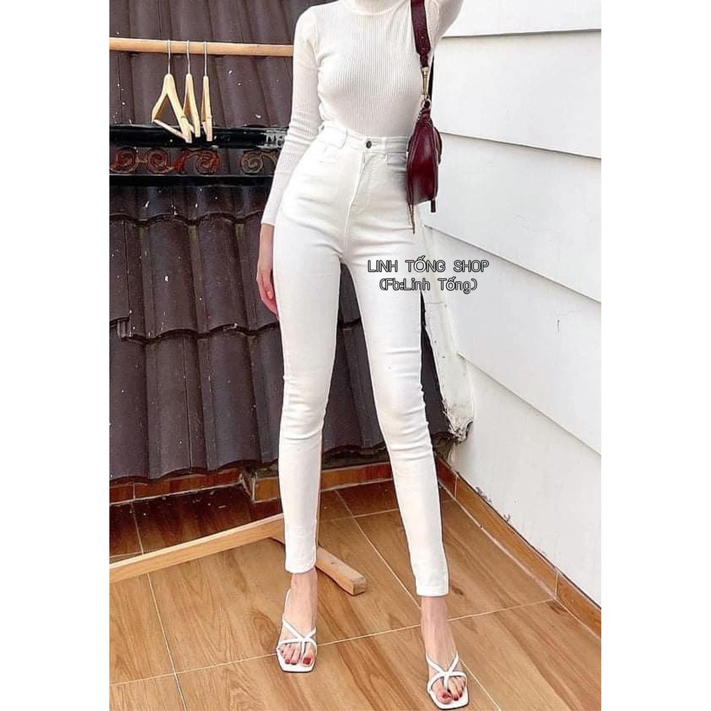 (Hàng L1):Quần Skinny Jean Trắng Siêu Co Dãn