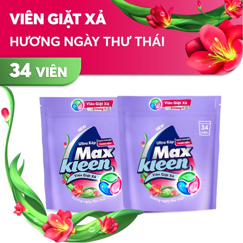 Combo 2 Túi Viên Giặt Xả MaxKleen (34 viên/túi)