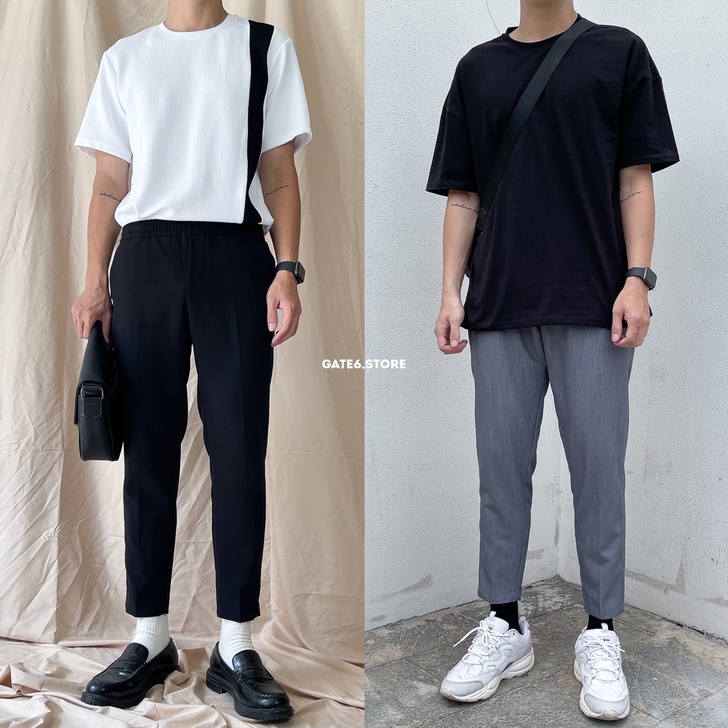 Quần âu Nam GATE6 form regular, quần ống đứng công sở dáng cropped thun lưng co giãn - Dressy - #G0012