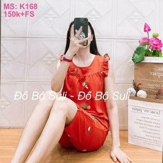 Đồ mặc nhà lỡ lụa bông cao cấp tay cánh tiên - bền, đẹp, dễ thương