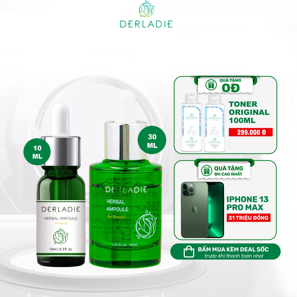 Serum Tràm Trà Giảm Mụn Sau 14 Ngày Derladie Herbal Ampoule For Blemish 10ml-30ml