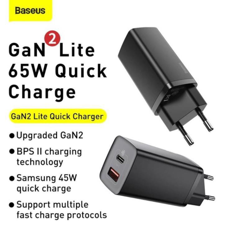 Bộ sạc nhanh đa năng thế hệ mới Baseus GaN2 Lite Travel Quick Charger 65W - Chính hãng bảo hành 24 tháng