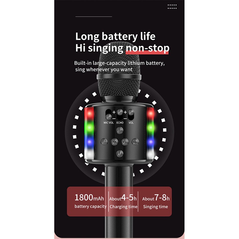 Micro Cầm Tay Không Dây Kết Nối Bluetooth Màu Hồng Dùng Để Hát Karaoke