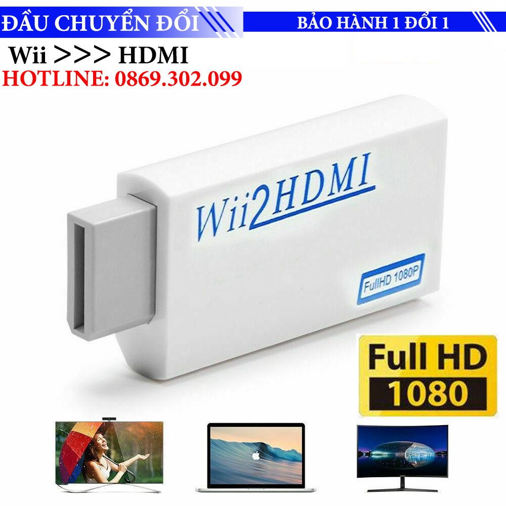 Đầu chuyển đổi hình ảnh máy chơi game Wii Nintendo sang màn hình Tivi cổng HDMI HD 1080P cho Tivi màn hình máy chiếu