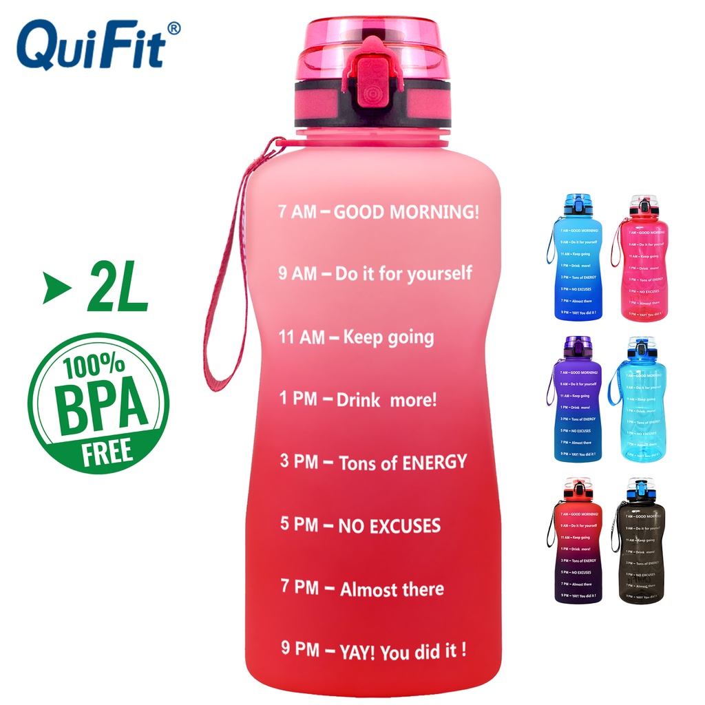 QuiFIt 2L Bình Nước Bằng Nhựa Tritan Hình Bầu Dục Luyện Tập Thể Thao Và Hoạt Động Ngoài Trời