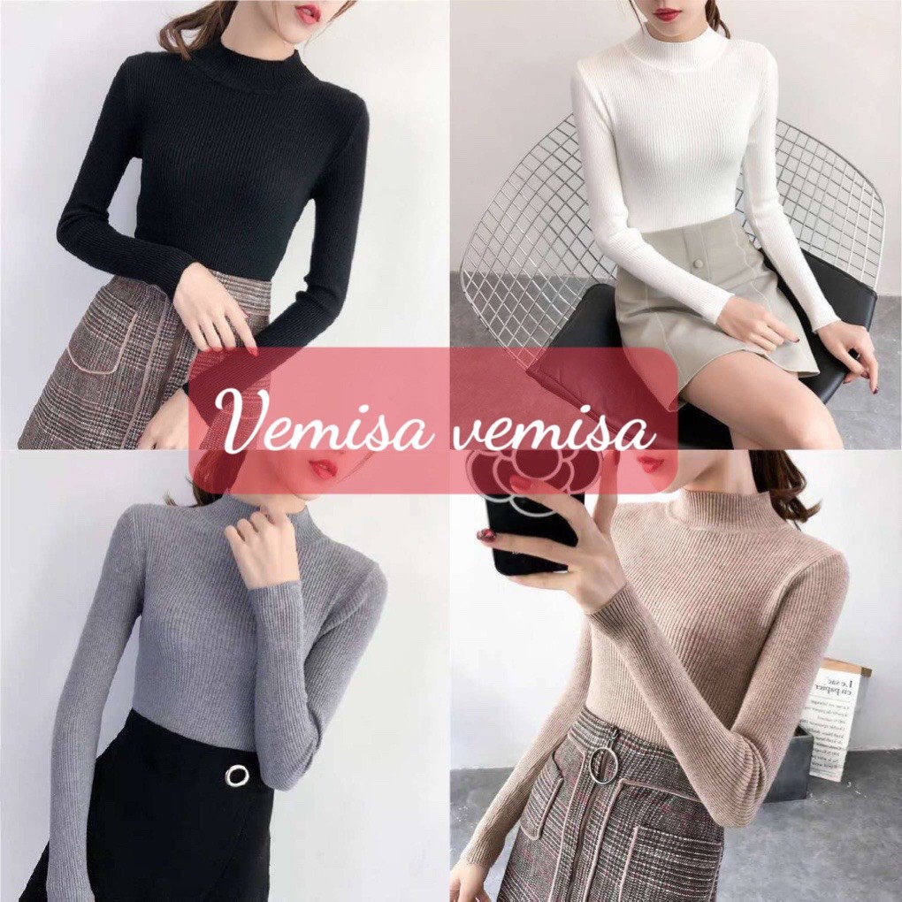Áo Len Tăm Cổ 3 Phân mềm mịn, co giãn, nhiều màu dễ phối đồ AL125 (bầu bí mặc được)