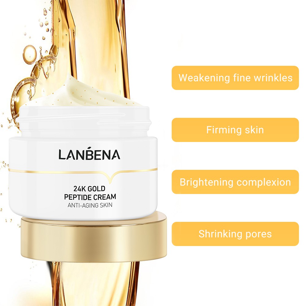 Kem Dưỡng Da Mặt Lanbena 50g Chứa Vitamin C Peptide Vàng 24K Axit Hyaluronic Dưỡng Ẩm Giảm Nếp Nhăn