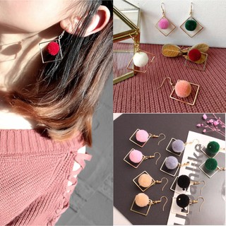 bông tai quả bông ô vuông xinh xắn nhiều màu