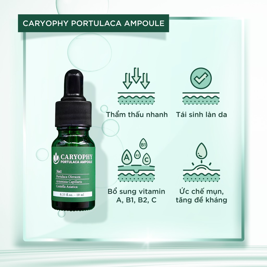 Tinh Chất Serum CARYOPHY Portulaca Ampoule Giảm Mụn và Thâm Nám 10ml