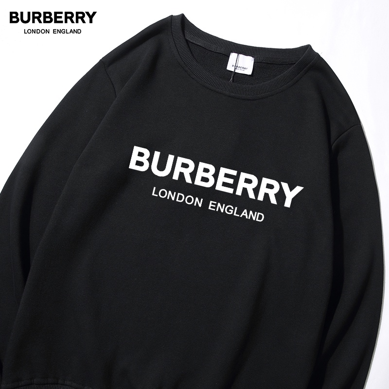 Áo Sweater Tay Dài Cổ Tròn Dáng Rộng In Chữ Burberr-Y Thời Trang Cho Cặp Đôi