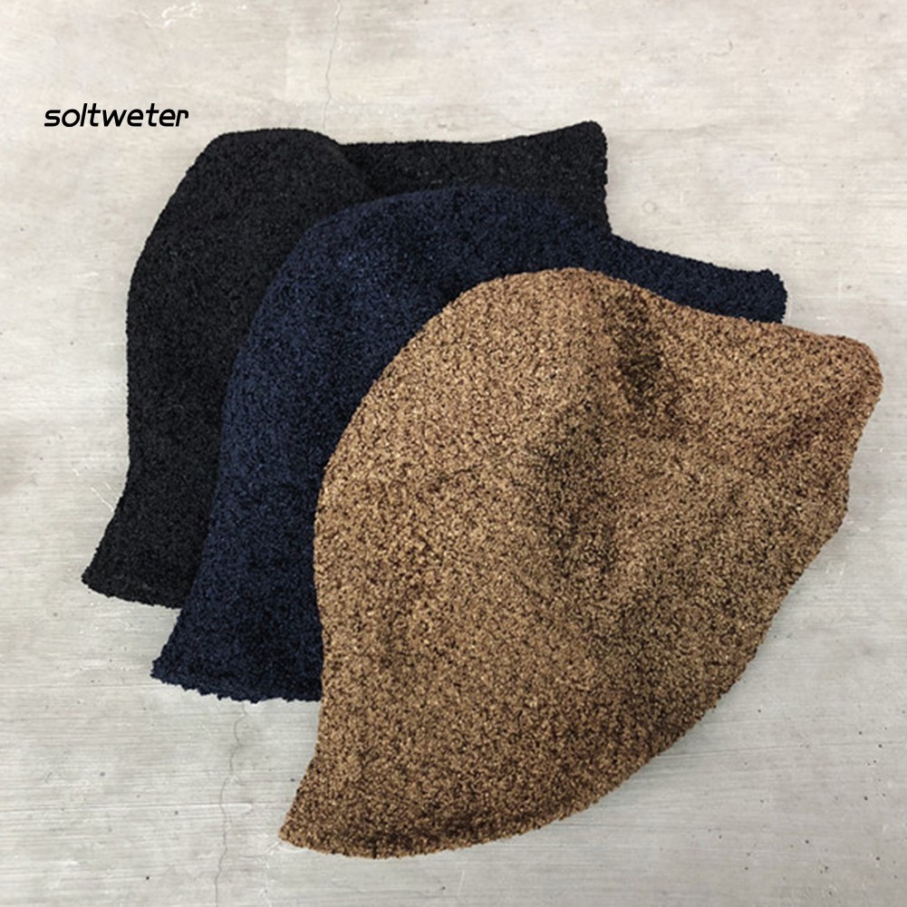 Mũ Len Rộng Vành Màu Trơn Thời Trang Cho Nữ