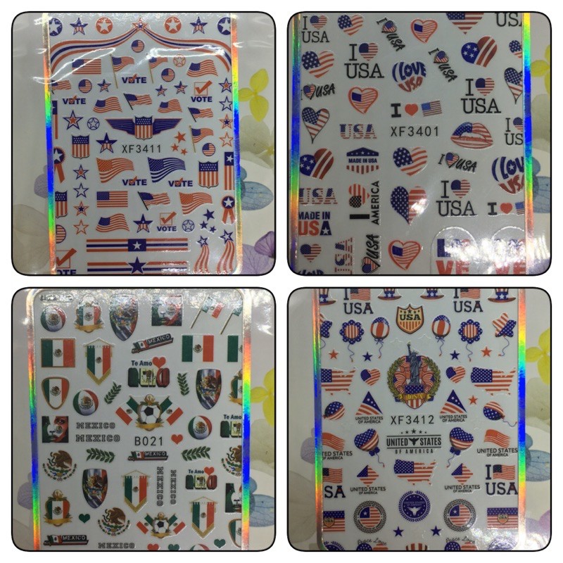 STICKER Dán Móng hình LÁ CỜ