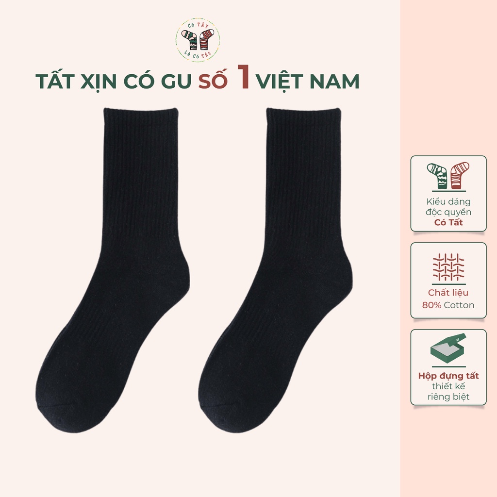 Tất Nam Công Sở Có Tất Là Có Tất cao cấp màu đen trơn dài 21cm, dày dặn nhưng thoáng mát