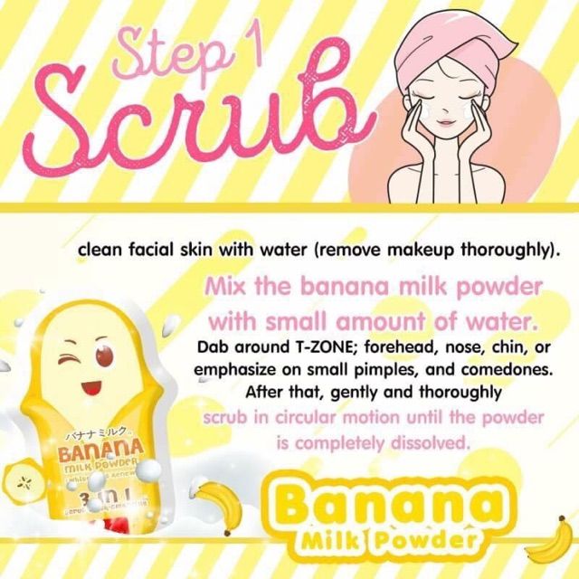 Gói ủ mặt ġiảm mụȵ Bannana Milk Powder 3 in 1 (White plus renew) Thái Lan