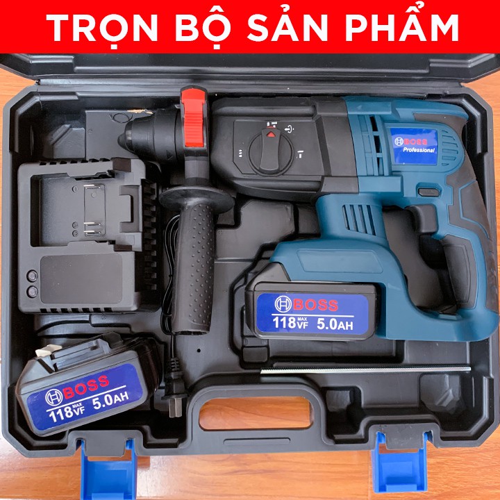 Máy khoan pin bê tông Bosch 118 V, Lõi đồng 100%, không chổi than, 3 chức năng, 2 pin siêu mạnh mẽ.