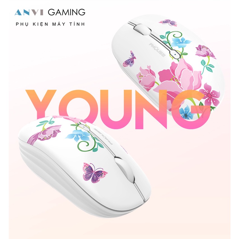 Chuột không dây Bluetooth FMouse M101 chống ồn thiết kế thời trang cho máy tính - Hàng Chính Hãng