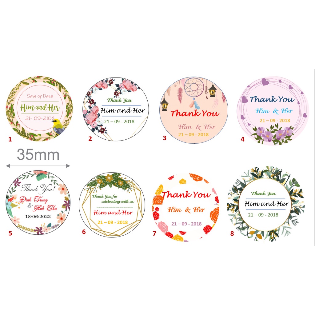 100 tag cảm ơn cho cô dâu chú rể - dán hộp quà cảm ơn