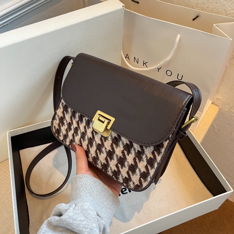 Túi xách nữ, Túi đeo chéo thời trang họa tiết houndstooth cao cấp hot trend 2022 ST15