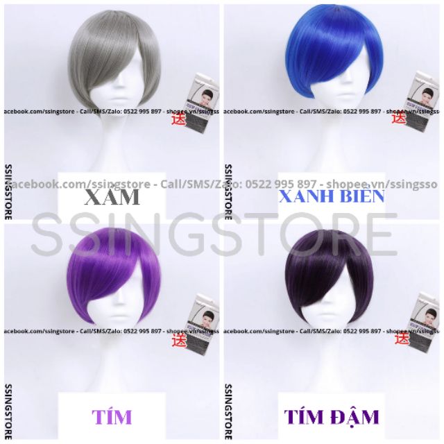 [ 20 MÀU ] Tóc giả tém ngắn 30 cm Cosplay Anime Cổ trang