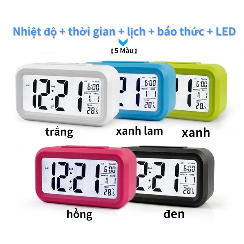 [Hcm]Đồng Hồ Báo Thức, Tắt Tiếng, Đồng Hồ Điện Tử, Màn Hình Sáng, Không Bao Gồm Pin[Gm - Nz11 - 01/2/3/4]