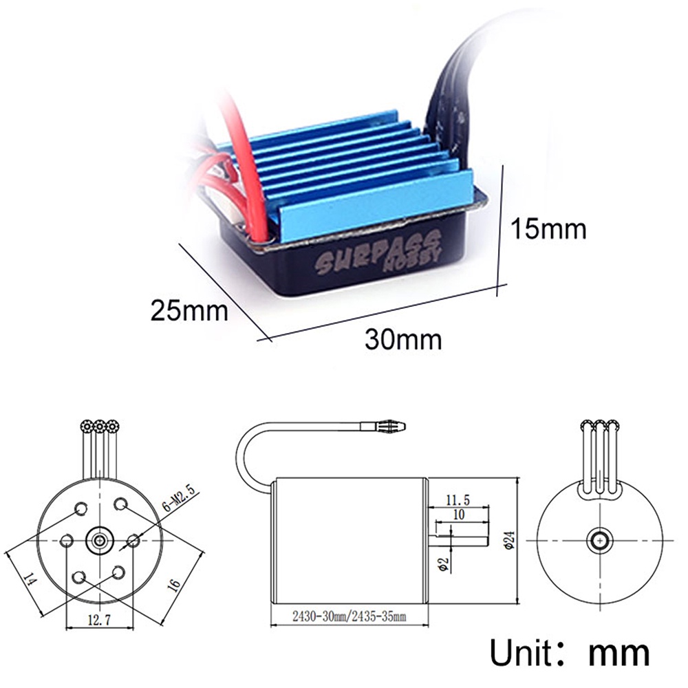 Động Cơ Không Chổi Than 2430 5800KV 7200KV 8200KV Cho Tamiya Wltoys kyosho 1 / 18 1 / 20 1 / 22 RC