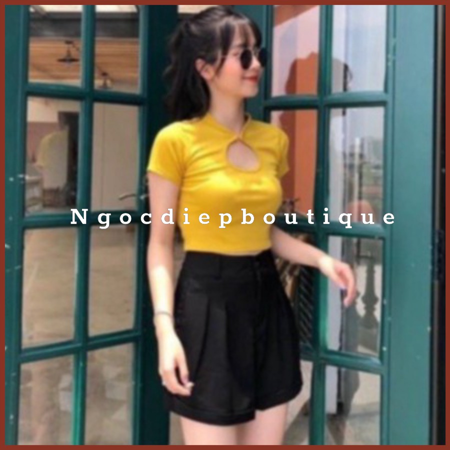 Quần short nữ gập gấu nhiều màu / Quần short lưng cao ống rộng