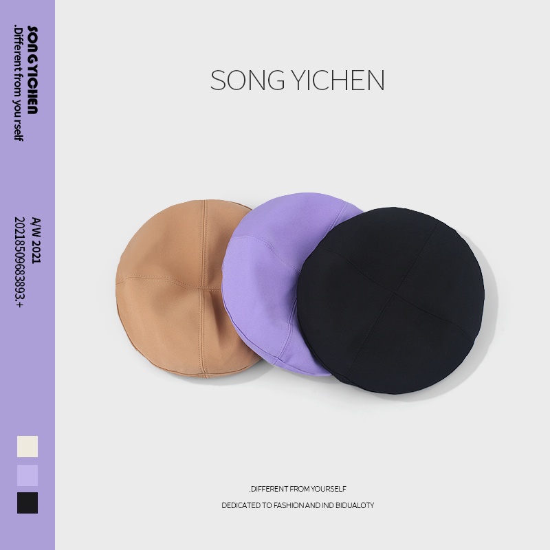 Mũ Beret Phối Khóa Kim Loại Phong Cách Hàn Quốc Cho Nam Nữ