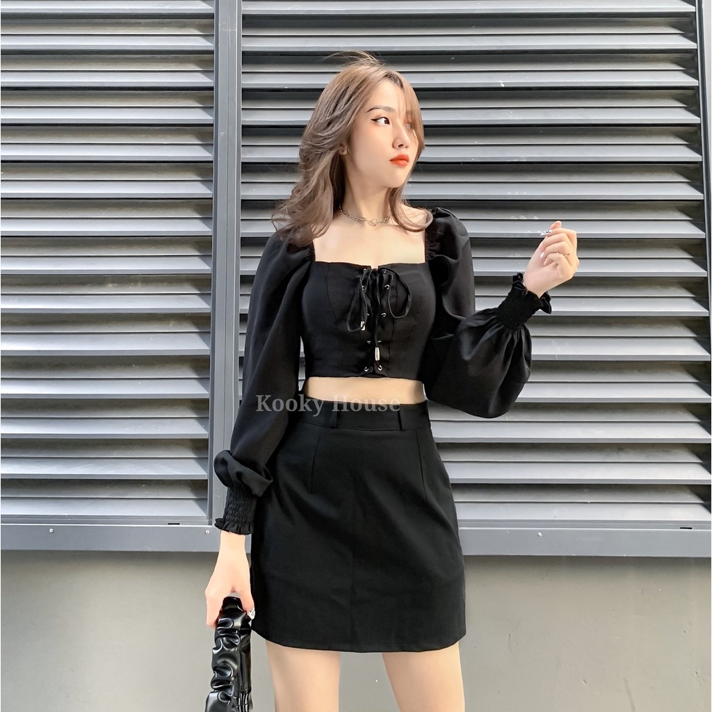 KOOKY HOUSE - ALI TOP - Áo croptop thiết kế thắt dây trước ngực siêu xinh