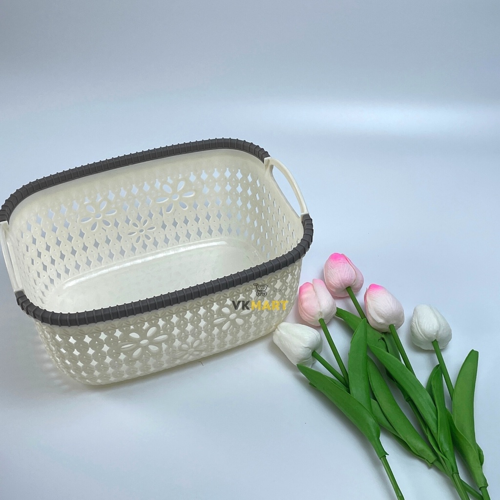 Giỏ nhựa hoa, Rổ đựng đồ Việt Nhật, có tay cầm tiện dụng đa năng 3377